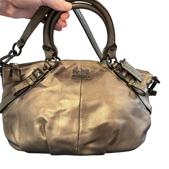 COACH Madison Sophia Satchel Purse Bag Metallic Pewter 15960 Vintage Stagecoach - Picture 3 of 13